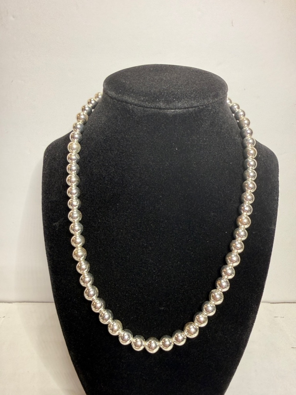 Chaps Silver Tone Beaded Necklace 18”